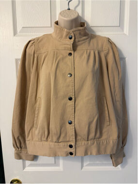 Dedicated Brand Beige Twill Puff Sleeve Blouson Jacket - Medium